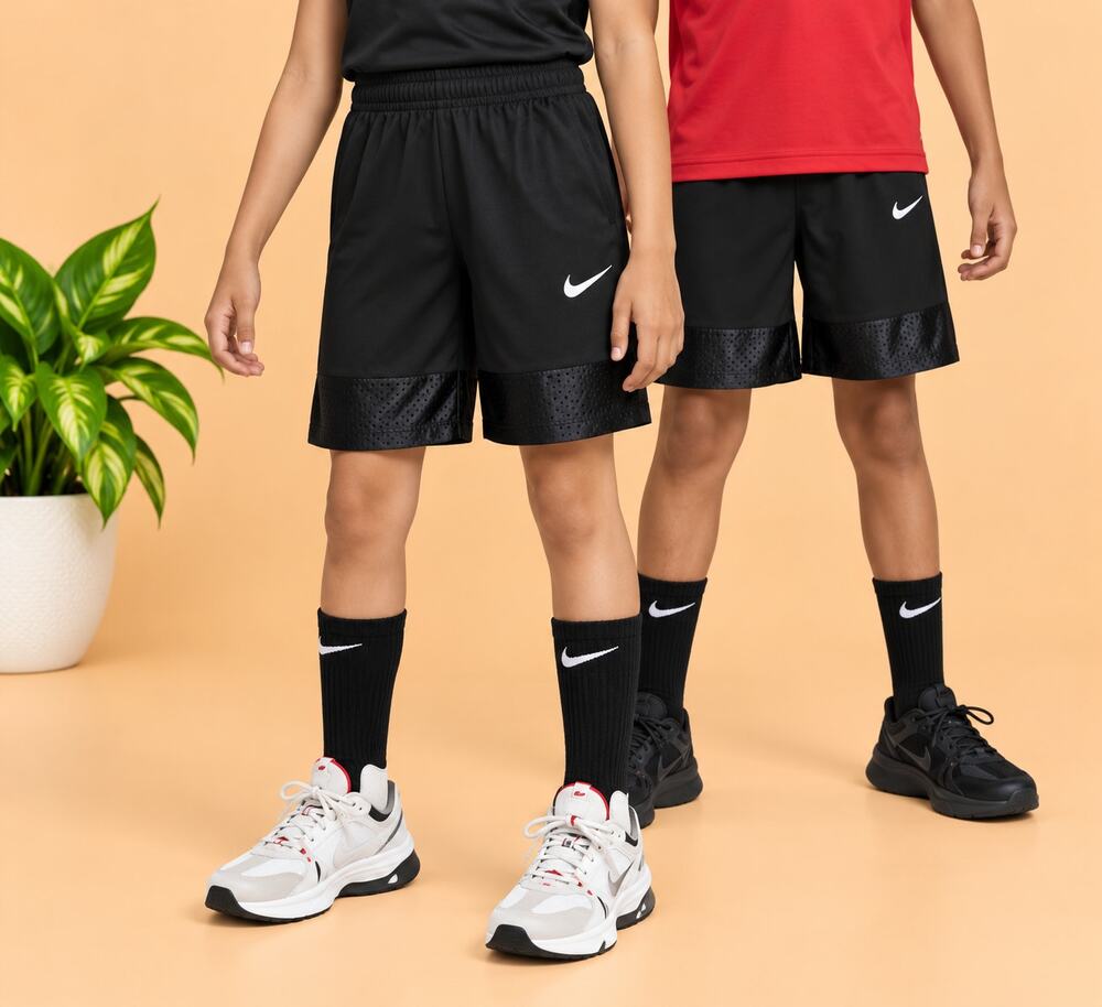 NWT Nike unisex Kids' Dri-Fit Elite 23 Basketball Shorts, Black/White-SZ S
